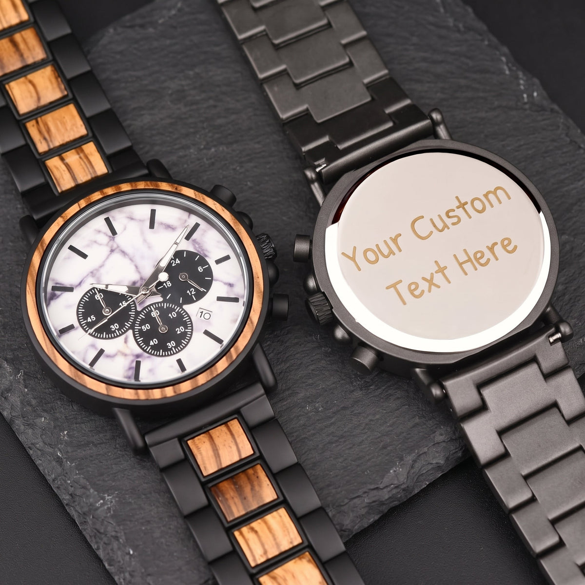The Marble and Zebra Wood Karoo Earth Chronograph Wooden Watch - Karoo Earth