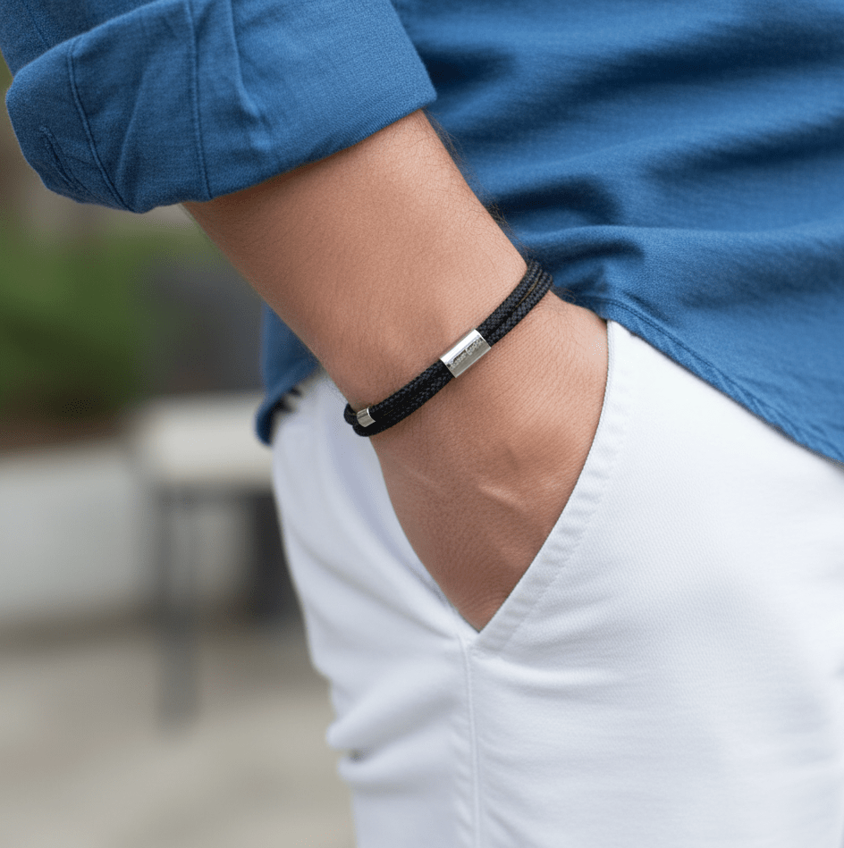 The Mariner Black Rope Bracelet - Karoo Earth