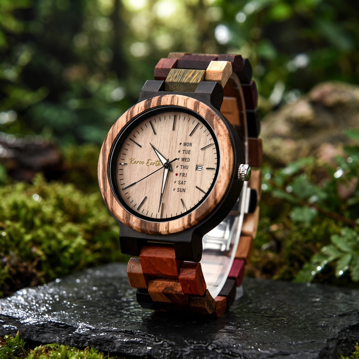 The Men's Multi-wood Maple face Karoo Earth Wooden Watch - Karoo Earth