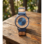 The Men's Olive Wood and Blue Steel Men's Quartz Watch - Karoo Earth