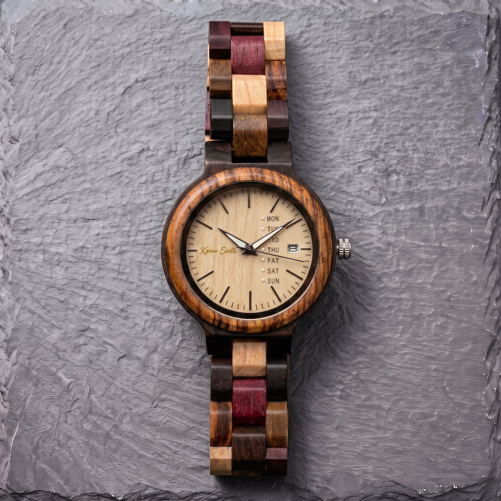 The Multi-wood Maple face Karoo Earth Ladies Chronograph Wooden Watch - Karoo Earth