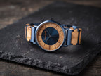The Olive Wood and Blue Steel Men's Quartz Watch - Karoo Earth