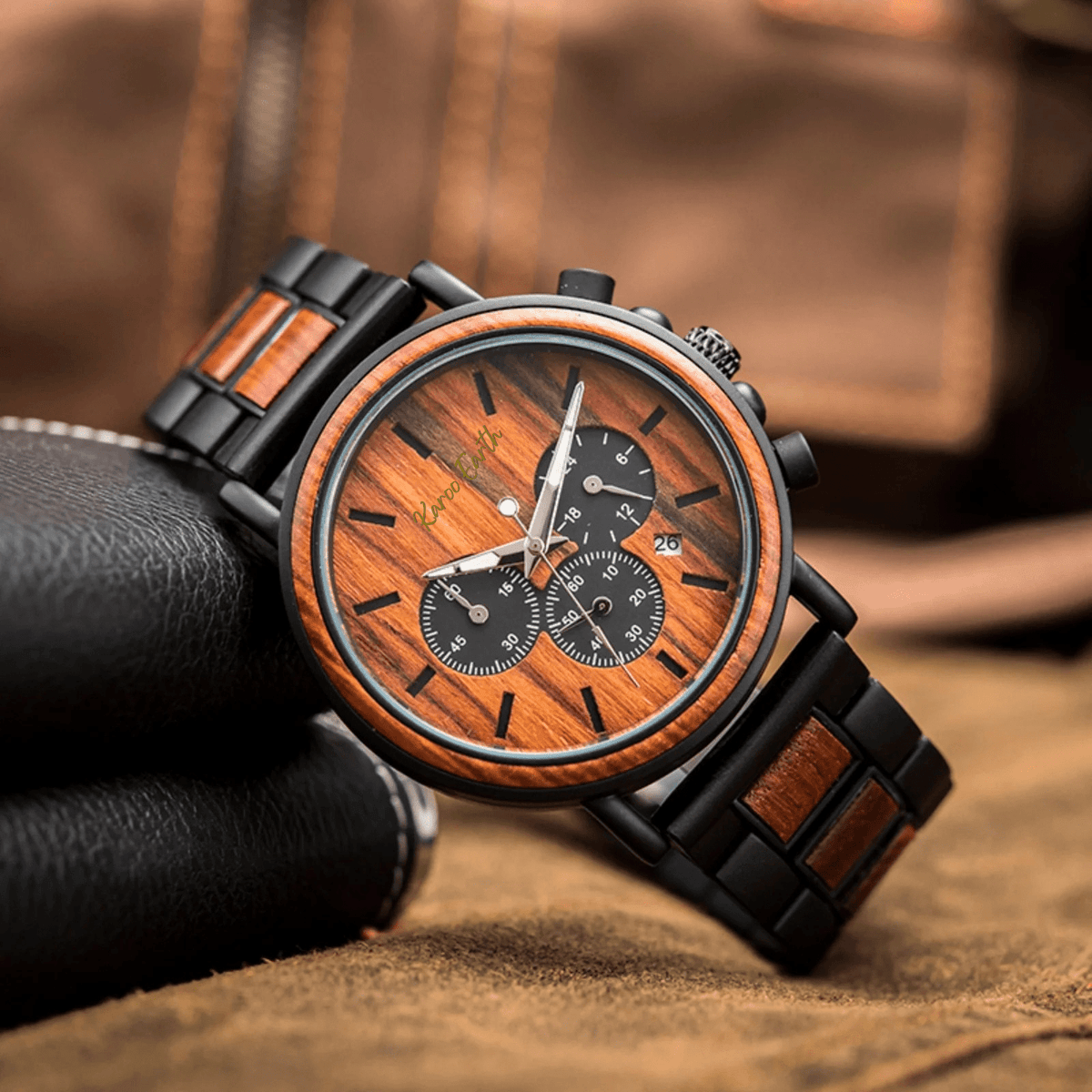 The Red Sandalwood Karoo Earth Chronograph Wooden Watch - Karoo Earth