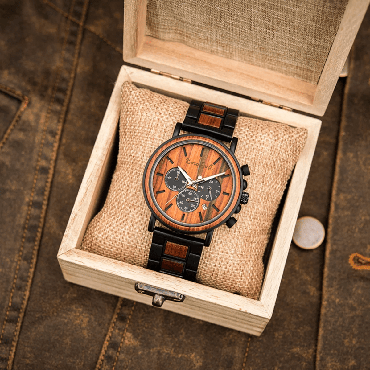 The Red Sandalwood Karoo Earth Chronograph Wooden Watch - Karoo Earth