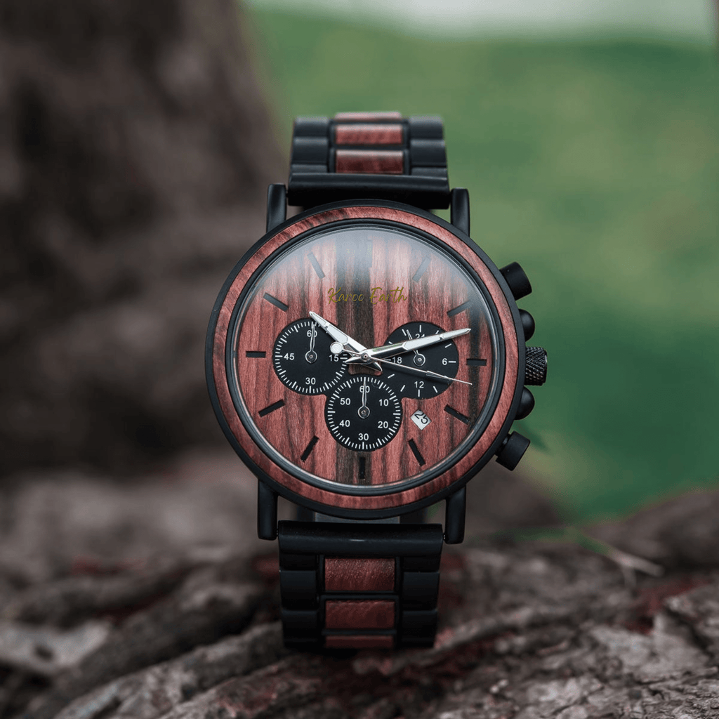 The Red Sandalwood Karoo Earth Chronograph Wooden Watch - Karoo Earth