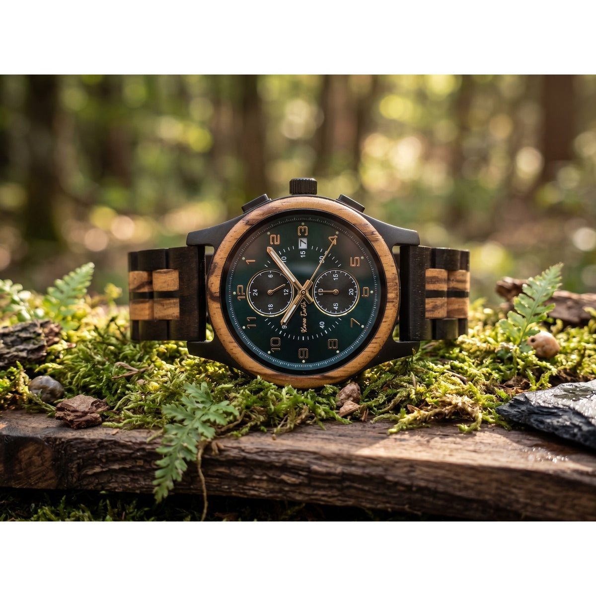 The Sapphire Zebra wood Karoo Earth Chronograph Wooden Watch - Karoo Earth