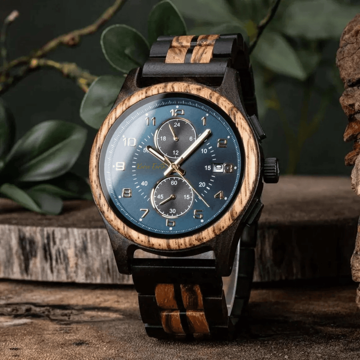 The Sapphire Zebra-wood Karoo Earth Chronograph Wooden Watch - Karoo Earth