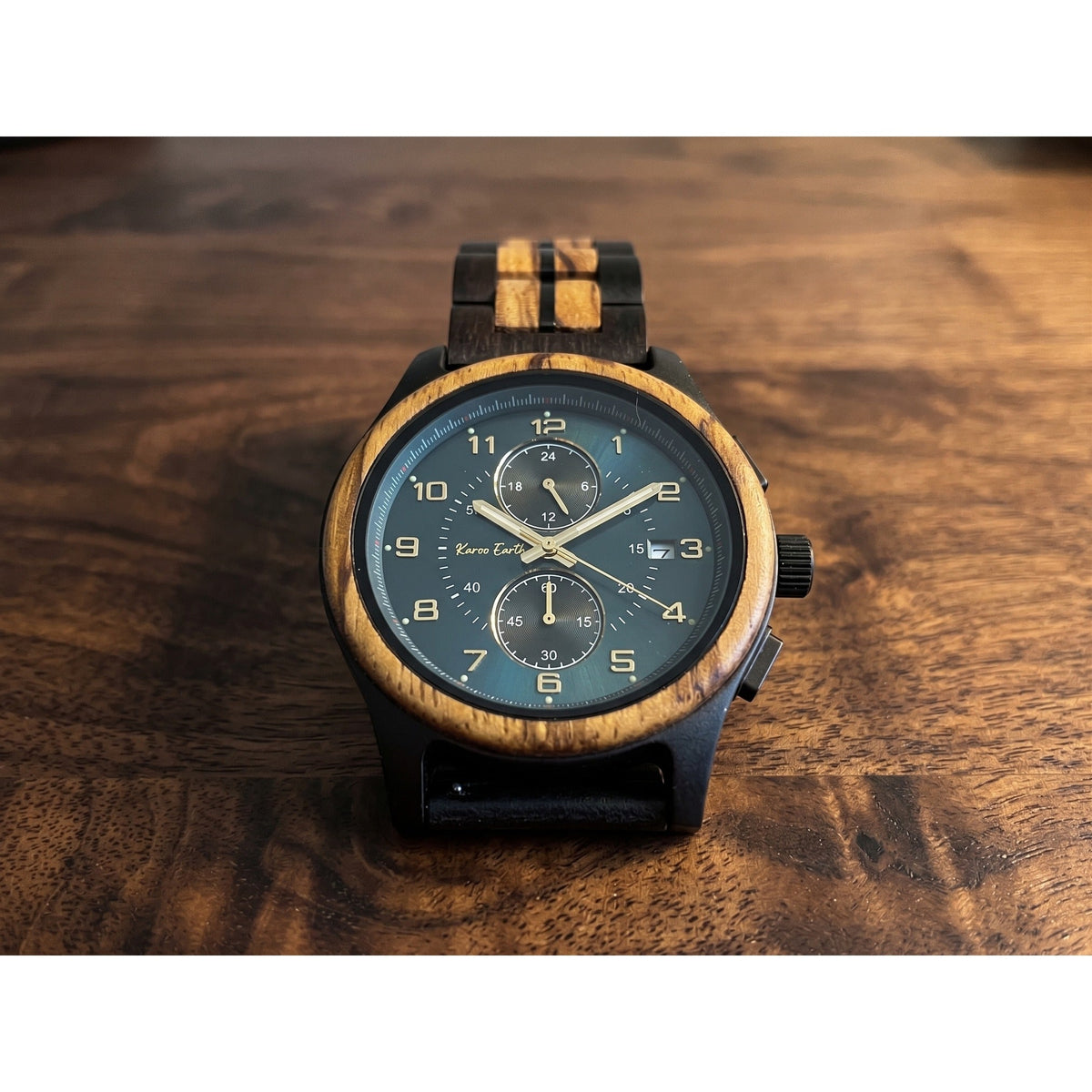 The Sapphire Zebra wood Karoo Earth Chronograph Wooden Watch - Karoo Earth