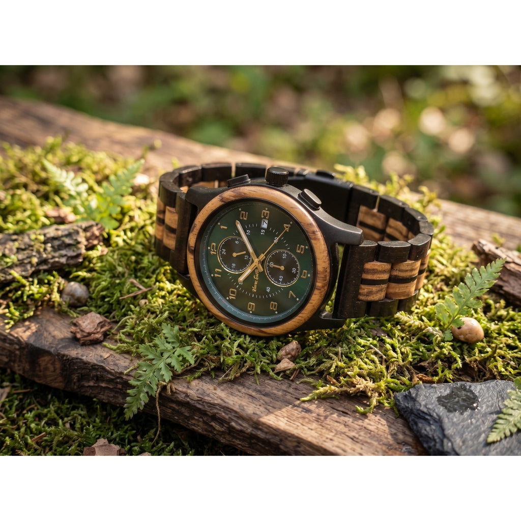 The Sapphire Zebra wood Karoo Earth Chronograph Wooden Watch - Karoo Earth