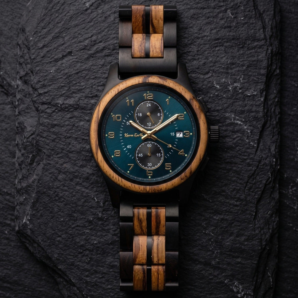 The Sapphire Zebra wood Karoo Earth Chronograph Wooden Watch - Karoo Earth