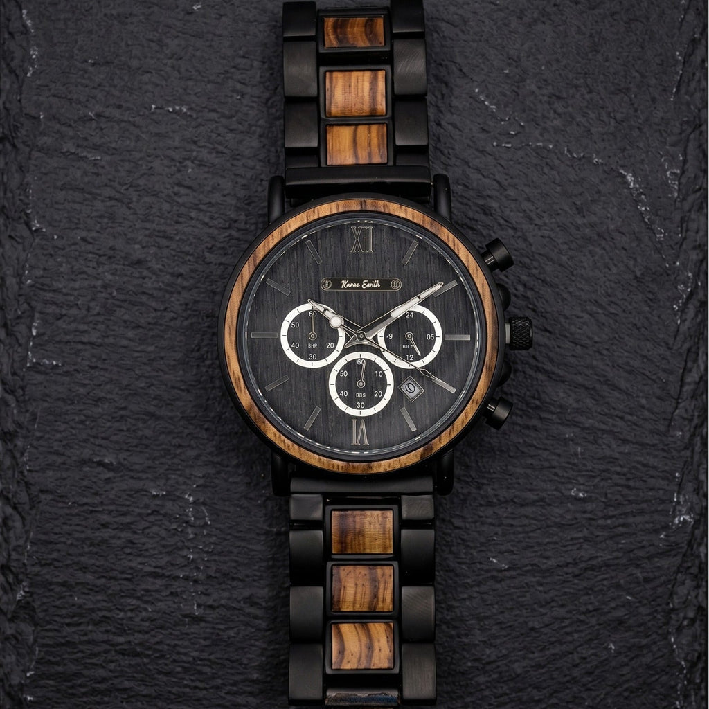 The Slate and Tigerwood Karoo Earth Chronograph Wooden Watch - Karoo Earth