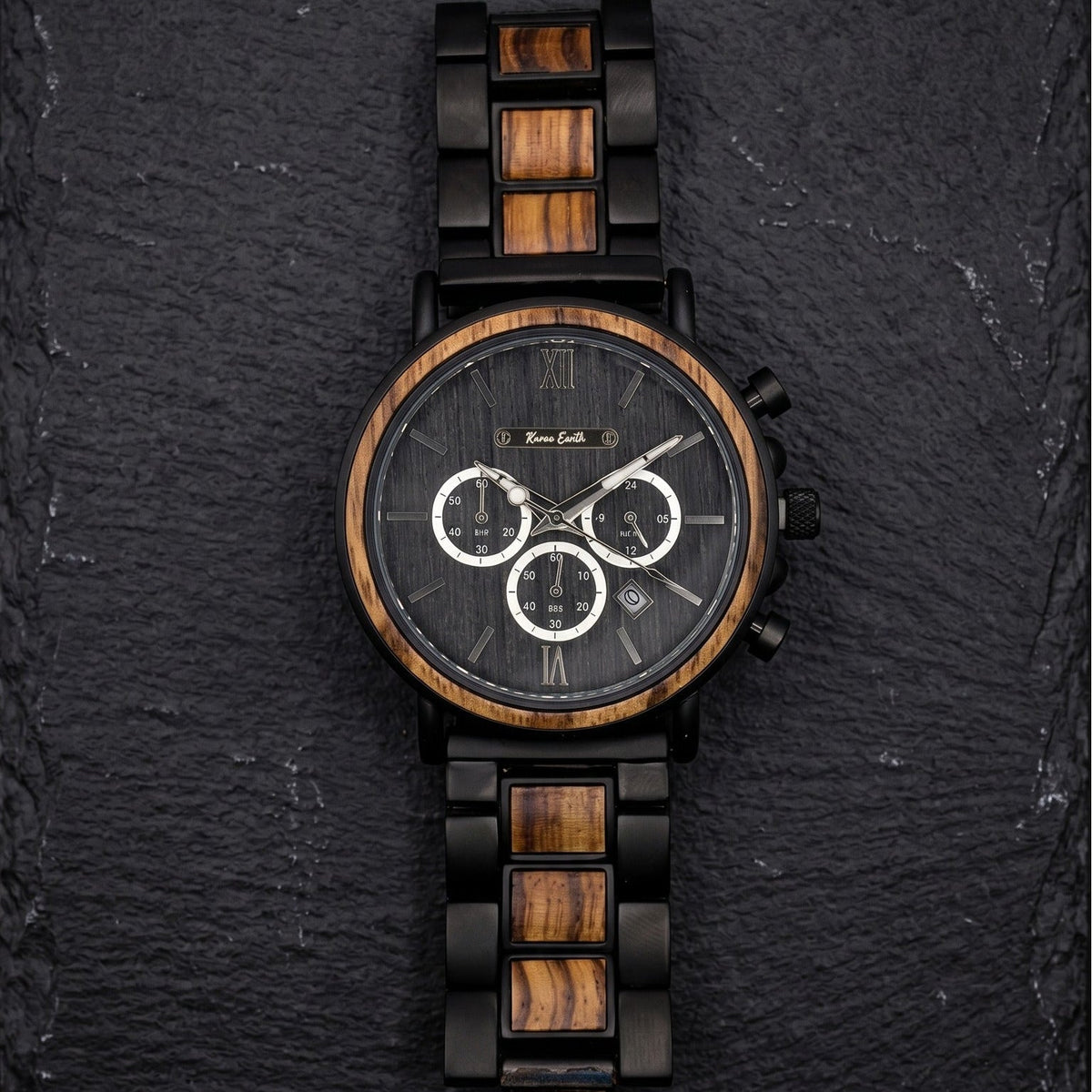 The Slate and Tigerwood Karoo Earth Chronograph Wooden Watch - Karoo Earth