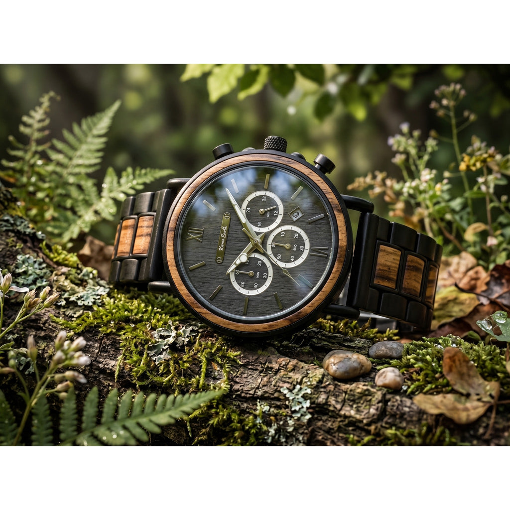The Slate and Tigerwood Karoo Earth Chronograph Wooden Watch - Karoo Earth