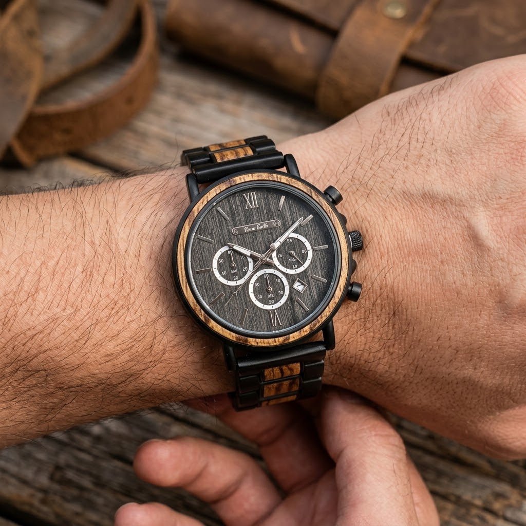 The Slate and Tigerwood Karoo Earth Chronograph Wooden Watch - Karoo Earth