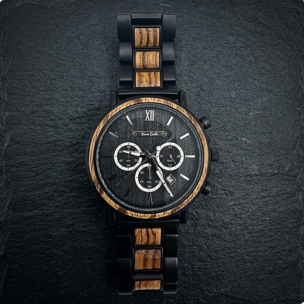 The Slate and Tigerwood Karoo Earth Chronograph Wooden Watch - Karoo Earth