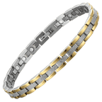 Thin Line Stainless Steel Link Magnetic Bracelet with Gold Accent - Karoo Earth