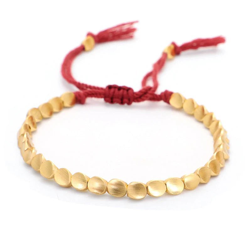 Tibetan Buddhist Copper Beads Bracelet (Crimson) - Karoo Earth