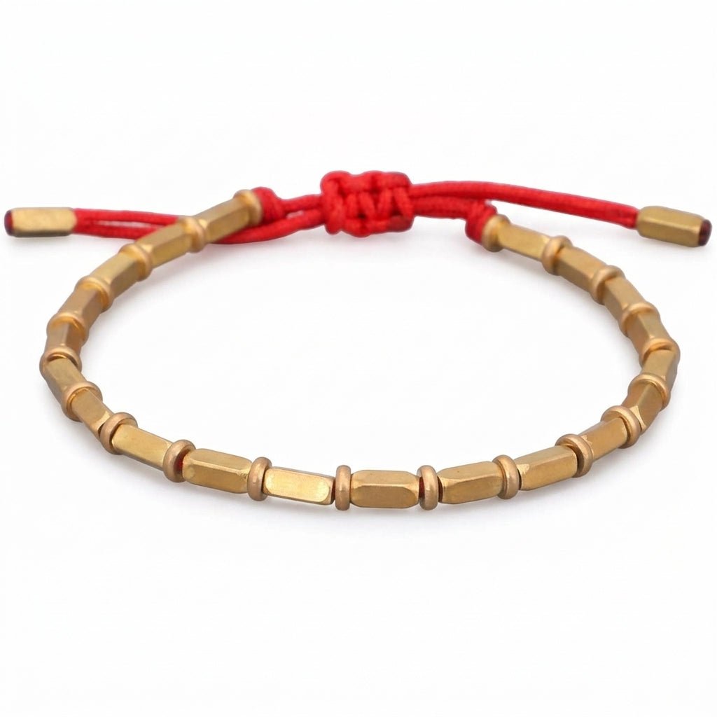 Tibetan Buddhist Long Copper Beads Bracelet (Red) - Karoo Earth