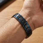 Titanium Steel Link Magnetic Bracelet with Blue Accent - Karoo Earth