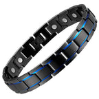 Titanium Steel Link Magnetic Bracelet with Blue Accent - Karoo Earth
