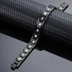 Titanium Steel Link Magnetic Bracelet with Blue Accent - Karoo Earth