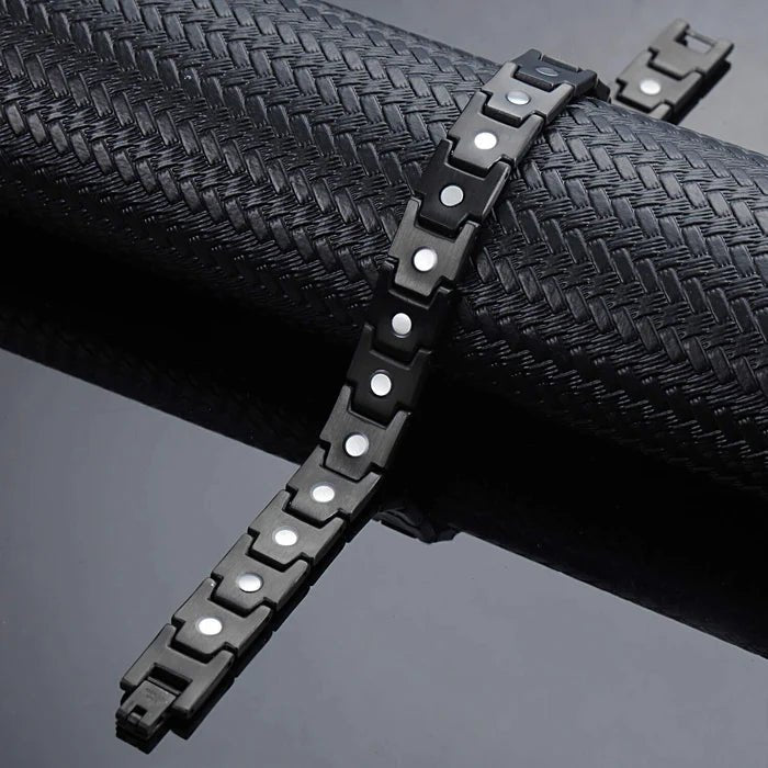 Titanium Steel Link Magnetic Bracelet with Blue Accent - Karoo Earth