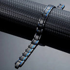 Titanium Steel Link Magnetic Bracelet with Blue Accent - Karoo Earth