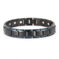 Titanium Steel Link Magnetic Bracelet with Blue Accent - Karoo Earth