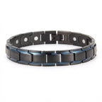 Titanium Steel Link Magnetic Bracelet with Blue Accent - Karoo Earth