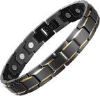 Titanium Steel Link Magnetic Bracelet with Gold Accent - Karoo Earth