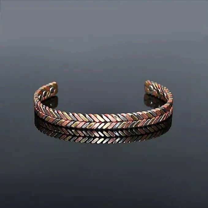 Tri-colour Copper Herringbone Bracelet - Karoo Earth
