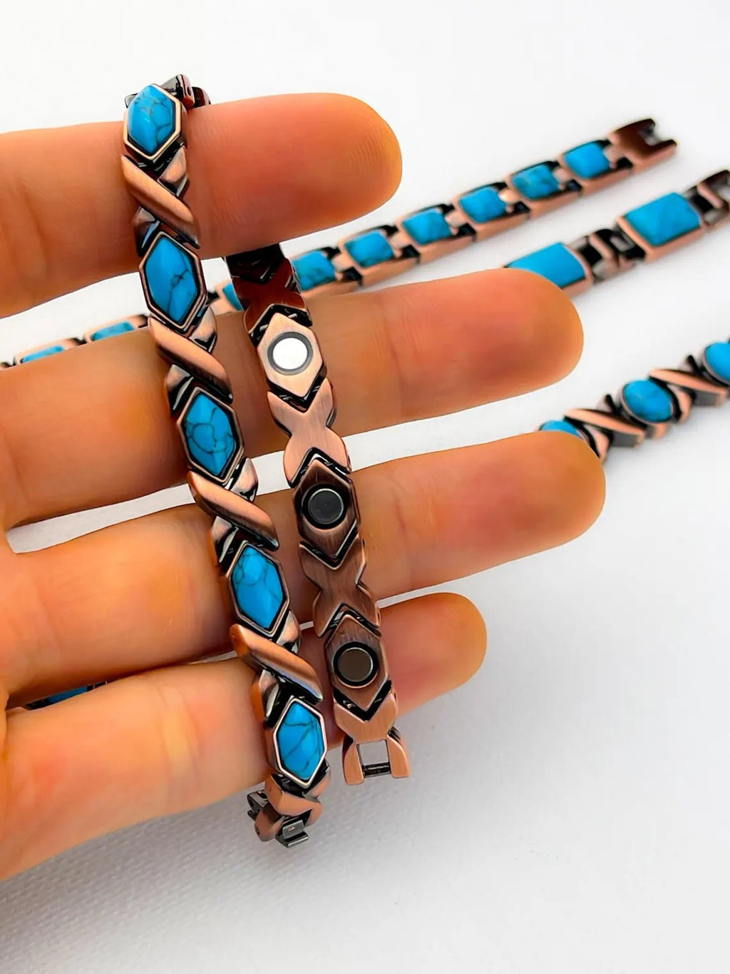 Turquoise Copper Magnetic Bracelet with Resizing Tool - Karoo Earth