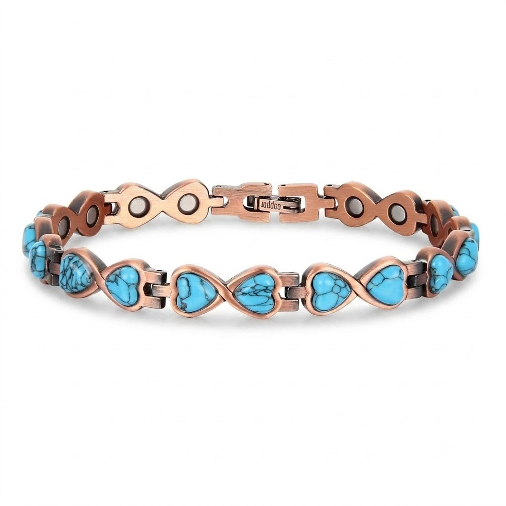 Turquoise Heart Copper Magnetic Bracelet - Karoo Earth