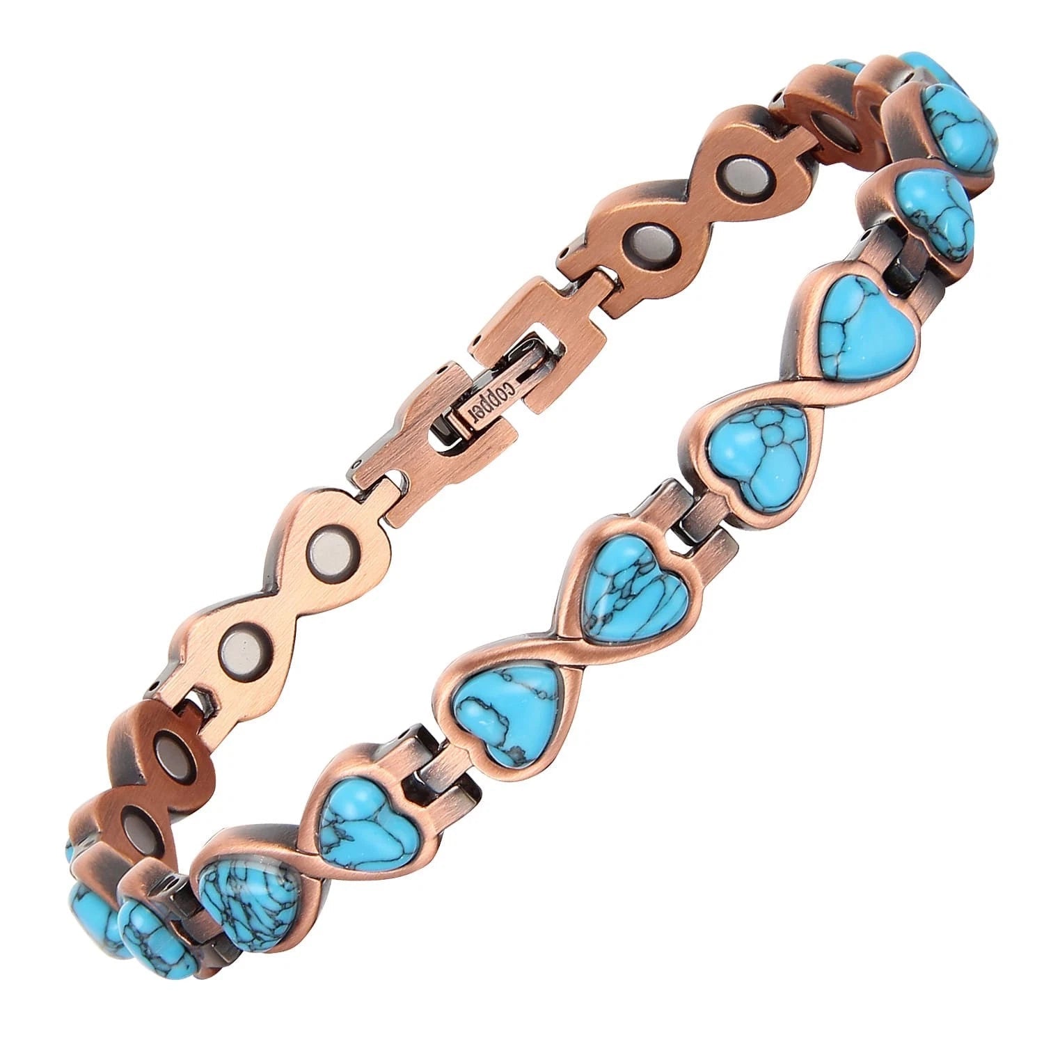Turquoise Heart Copper Magnetic Bracelet - Karoo Earth
