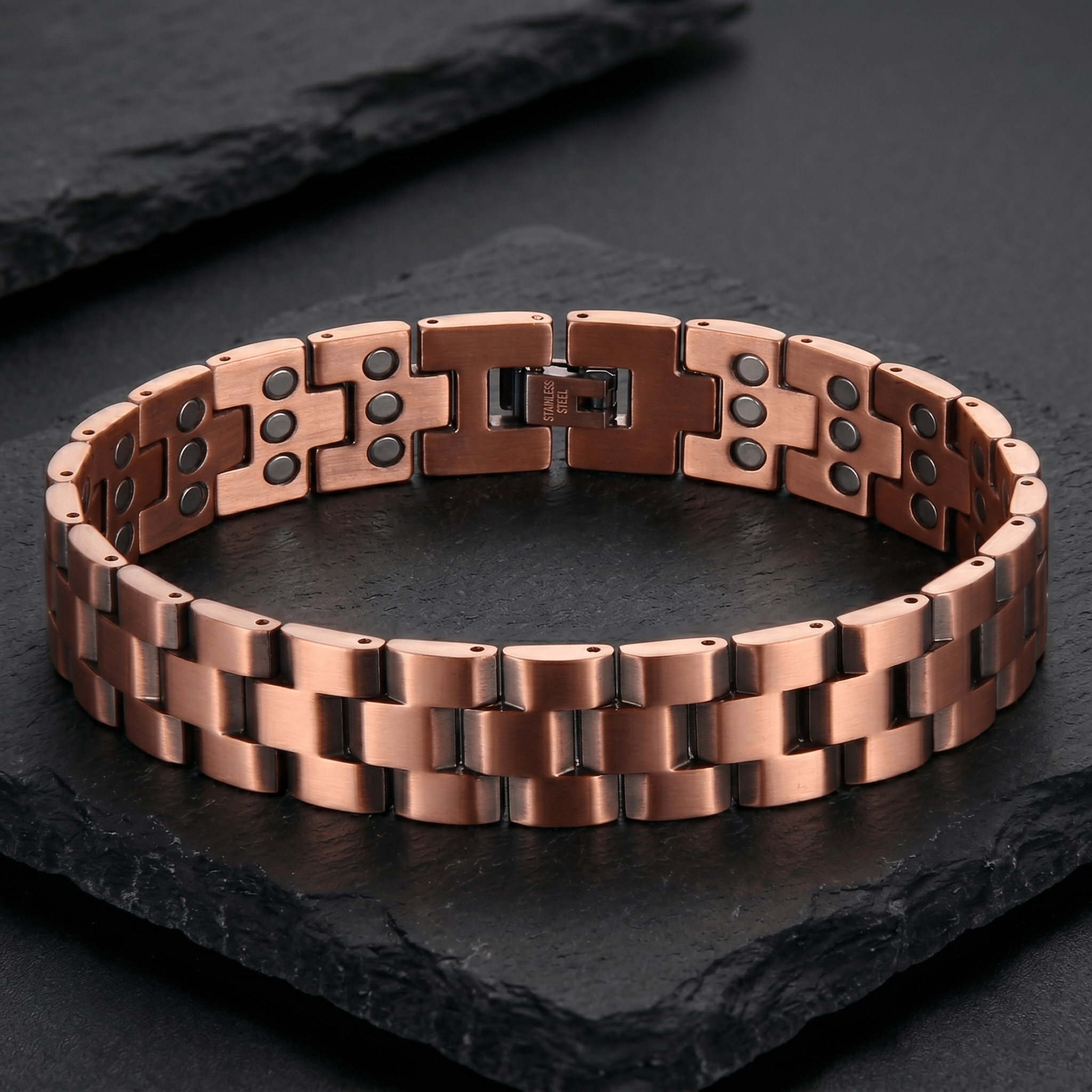 Ultra Strength 63 magnets inter - Linked Pure Copper Bracelet - Karoo Earth