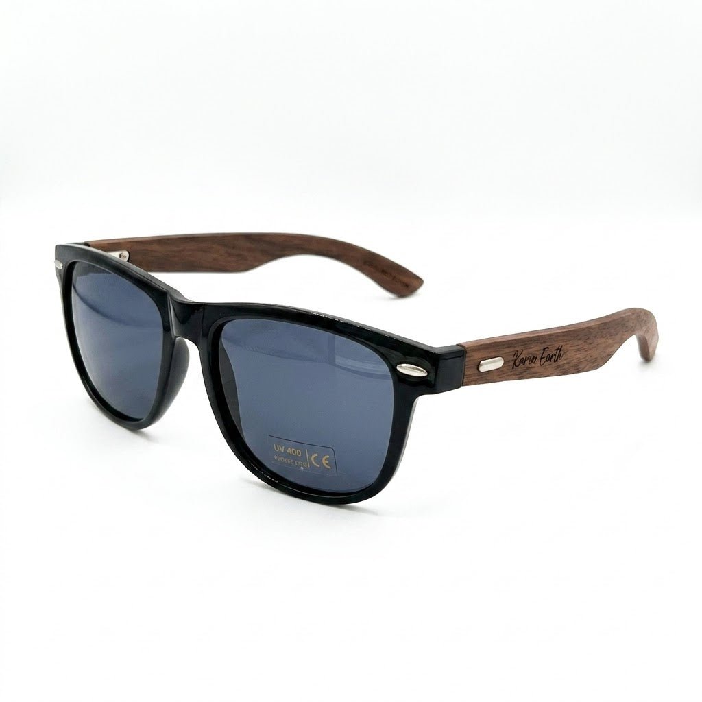 Unisex Walnut Wood Sunglasses UV400 - Black - Karoo Earth