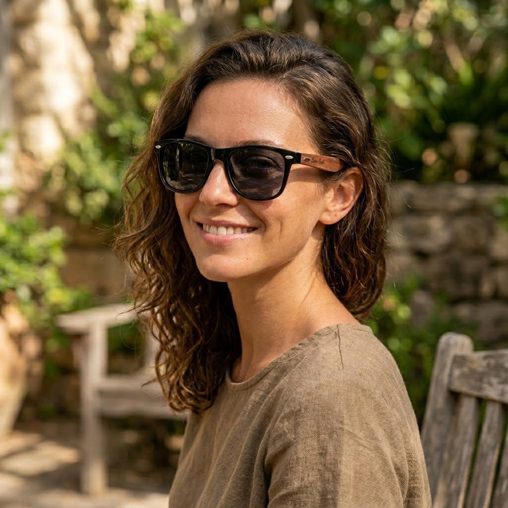 Unisex Walnut Wood Sunglasses UV400 - Black - Karoo Earth
