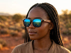 Unisex Walnut Wood Sunglasses UV400 - Blue Mirror - Karoo Earth