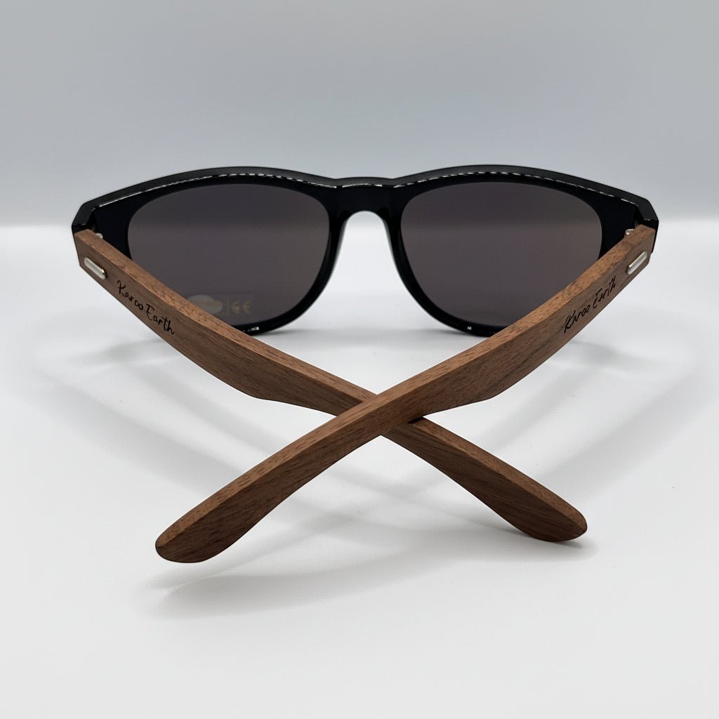 Unisex Walnut Wood Sunglasses UV400 - Blue Mirror - Karoo Earth