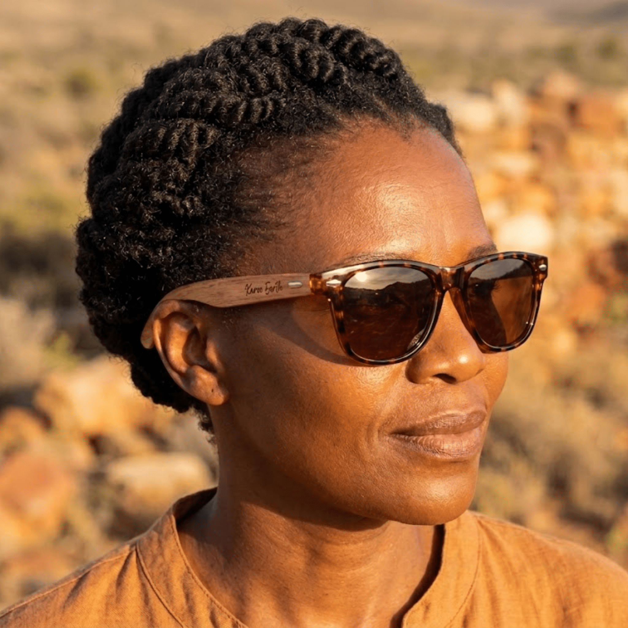 Unisex Walnut Wood Sunglasses UV400 - Tortoiseshell - Karoo Earth