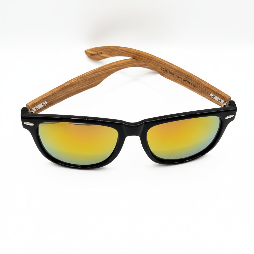 Unisex Walnut Wood Sunglasses UV400 - Yellow Mirror - Karoo Earth