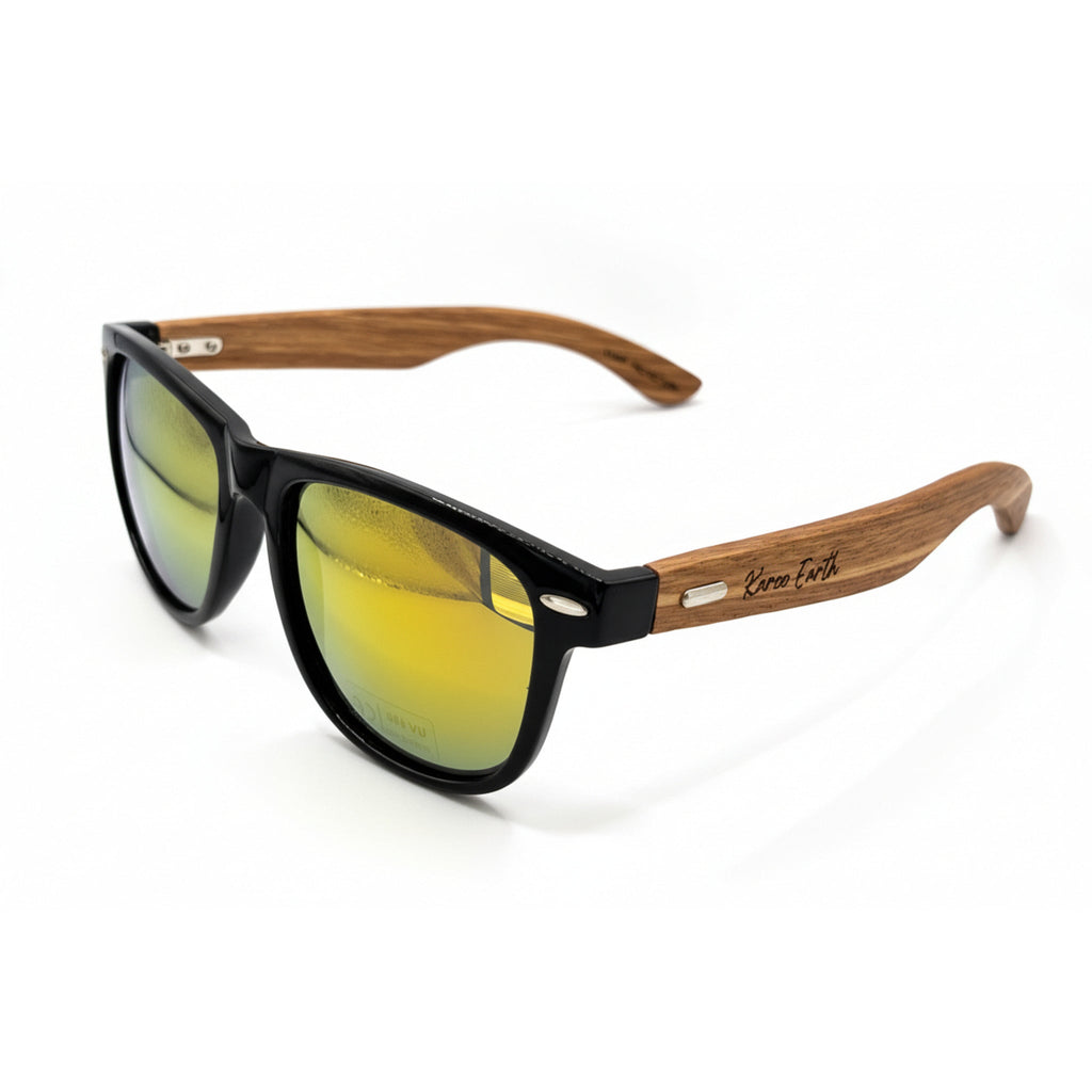 Unisex Walnut Wood Sunglasses UV400 - Yellow Mirror - Karoo Earth