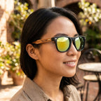 Unisex Walnut Wood Sunglasses UV400 - Yellow Mirror - Karoo Earth