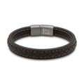 White Stitch Braided Brown Leather Bracelet - Karoo Earth