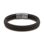 White Stitch Braided Brown Leather Bracelet - Karoo Earth