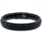 White Stitch Braided Leather Bracelet - Karoo Earth